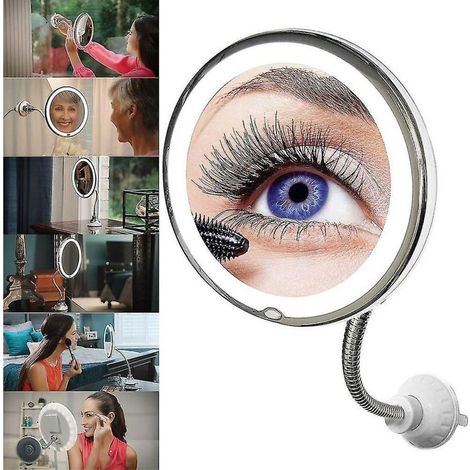 Miroir Flexible Ventouse Grossissant 10x avec Éclairage Doux (1/4)