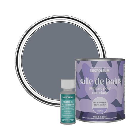 Peinture pour Carrelage de Salle de Bain, Finition Satinée - Gris Marine 750ml (1/3)
