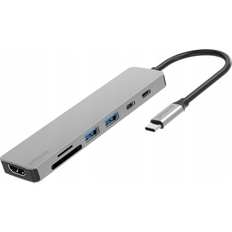 USB-C Hub Splitter 7-in-1 Adapter Proove Iron Link HDMI 4K USB-C Silber (1/2)