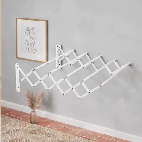 Sèche-linge mural pliable en métal blanc 63,5 x 60 x 20 cm (1/5)