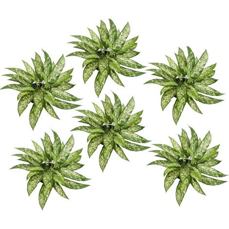 Pack of 6 x 45cm Fire Retardant Artificial Aglaonema Bush (1/2)