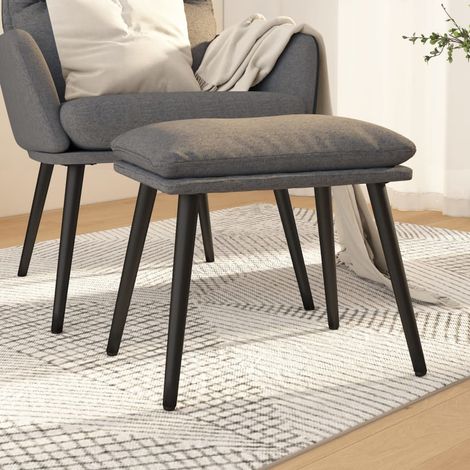 Repose-pied gris clair en tissu, pieds en métal, 45 x 29,5 x 35 cm - PANGIVO (1/5)
