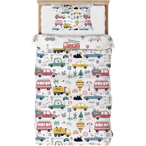 Car Duvet Cover 120 x 150 cm, Single Bed Set, Microfibre Single Bed Set, Reversible Double Sided Duvet Cover with Pillowcase 40 x 60 cm (1/5)