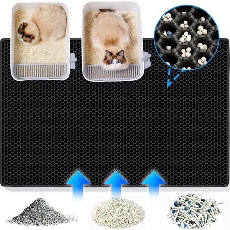 1 Tapis Litiere Chat 90x60 Cm Double Couche Nid D Abeille Eva Antiderapante Imperméable Pour Maison