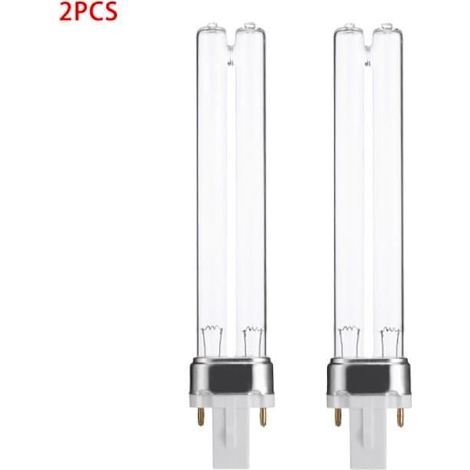 ®RisingFF Lot de 2 lampes UV G23 9W, nettoyantes, germicides, à ultraviolets, base de rechange, stérilisateur d'aquarium (1/4)