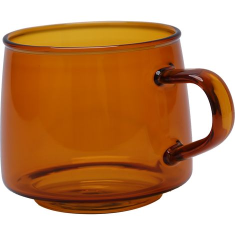 Verre à café 350ml, tasse en cristal avec anse, résistante à haute température, pour maison et café, couleur ambre (1/5)