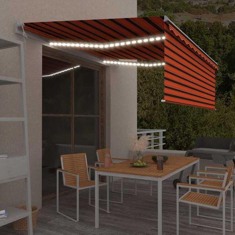 vidaXL Toldo automático persiana LED sensor viento naranja marrón 4x3m (1/5)