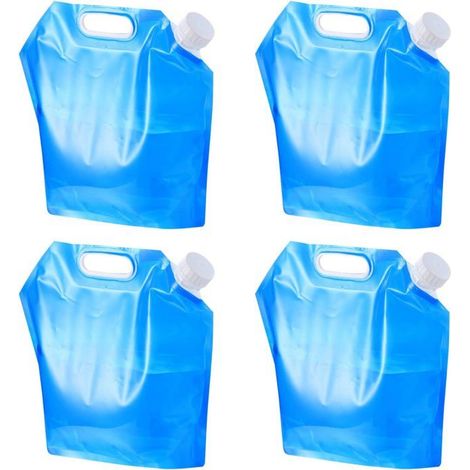 Rising FF Set aus 4 faltbaren 5-Liter-Wasserkanistern für Auto, Sport, Wandern, Camping, Grillen und Picknick