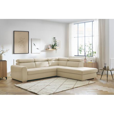 BOBOCHIC - Canapé d'angle convertible coffre ARMAND Angle droit  Beige (1/5)