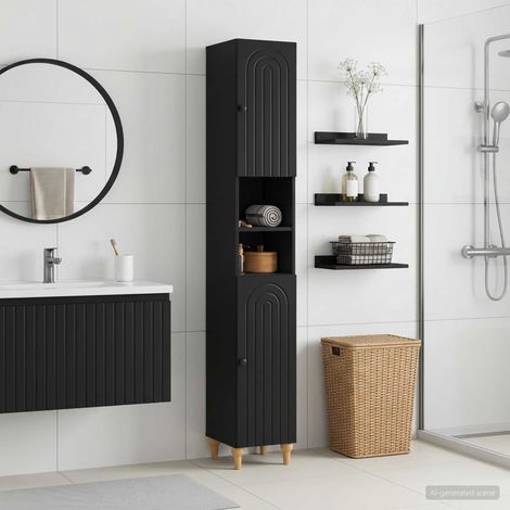 vidaXL Armadio da Bagno con Ripiano Aperto ALKMAAR Nero