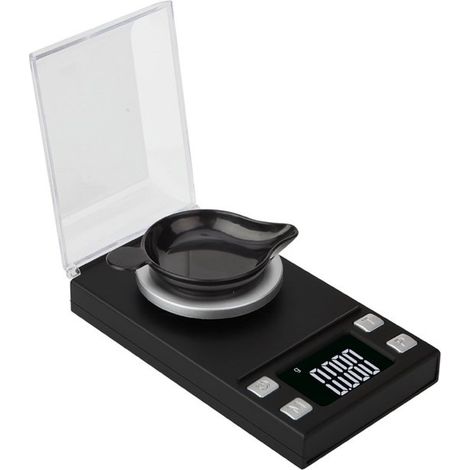 Balanza de miligramos 50g/0.001g, Balanza de bolsillo de precisión con peso de calibración, función de tara y pantalla LCD, piedras preciosas (1/5)