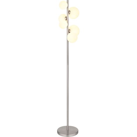 Globo - lámpara de pie - Riha - níquel - vidrio metal - lámpara