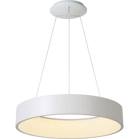 TrAdE Shop Traesio - Lampada Led 30 W Cct Pendente Cerchio Lampadario Moderno Luce Diffusa 230v 40 Cm - Bianco