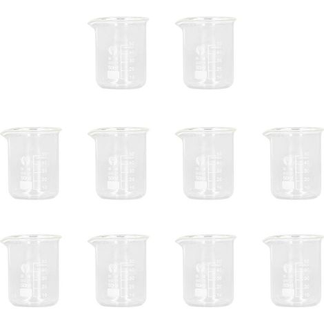 10 Stück Laborglasbecher 50 ml, dickwandiger Messzylinder mit klarem Standard (1/4)