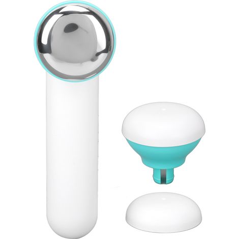 Rouleau rafraîchissant massage visage anti-poches, portable, vert clair, pour femme. (1/5)