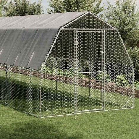 Maison Exclusive - Recinto per Polli con Tetto 2,5x10x2,25 m in Acciaio Zincato
