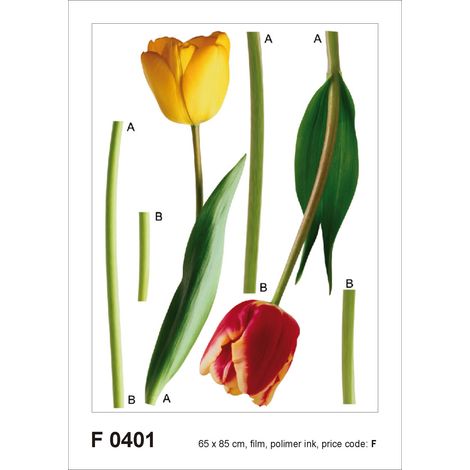 sticker mural fleurs vert, jaune et rouge  - Sanders & Sanders