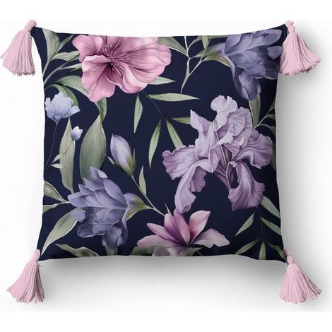 Taie d'oreiller décorative 45x45 cm à motif floral (1/2)