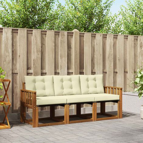 vidaXL Outdoor Sofa Set with Cushion 3 pcs Natural and Cream