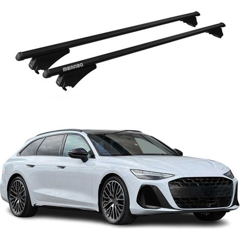 Menabo Dachträger Grundtäger kompatibel mit Audi A6 C9 Avant 2025-2026 Aluminium 75kg Schwarz 2tlg Geschlossene Reling für Fahrradträger, Dachboxen, Skiträger Abschließbar