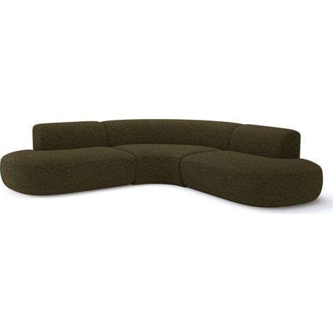 Canapé grand angle 5 places en bouclette vert olive WONDER (1/5)