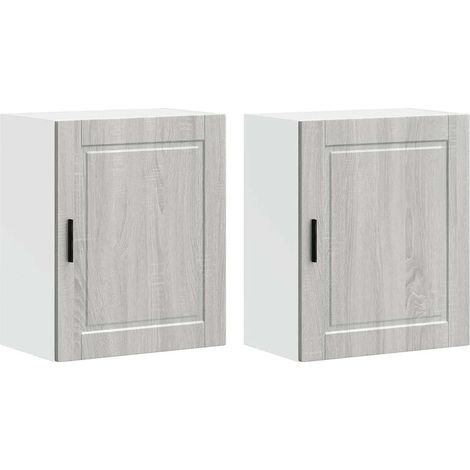 Set di 2 armadietti da parete per cucina design moderno portaoggetti a parete 50 x 31 x 60 cm in legno ingegnerizzato grigio 020050355