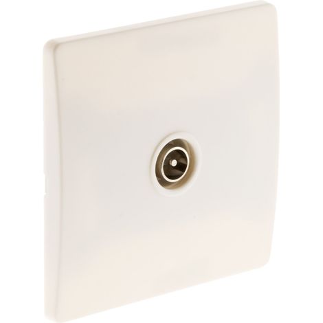 Prise TV encastrable – Ø9,52 mm – Installation facile avec vis et griffes – Normes NF et CE – Finition blanche discrète – Diwone