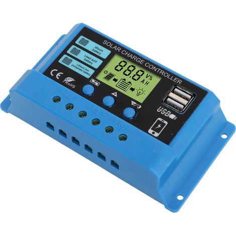 Régulateur de charge solaire 12 V/24 V pour batterie, panneau solaire, camping-car, 30 A (1/5)