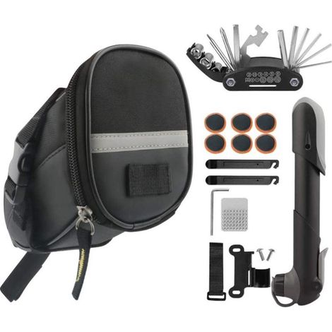 Fahrradsatteltasche mit Reparaturset und Pumpe, Gepäckträgertasche für Mountainbike-Zubehör, Fahrradwerkzeug. (1/5)