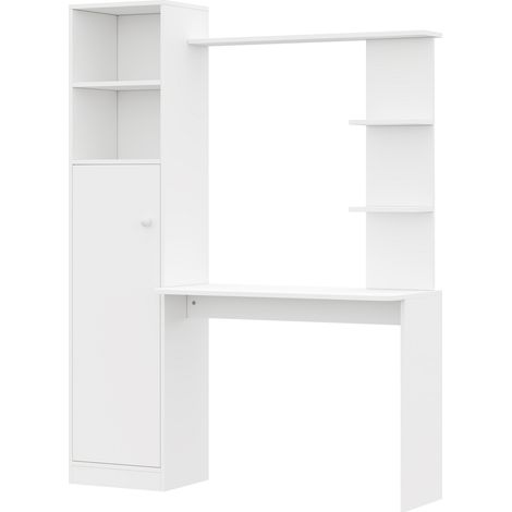 Escritorio con armario y estantería de almacenamiento 123,5 x 45 x 168,5 cm blanco MDF (1/5)