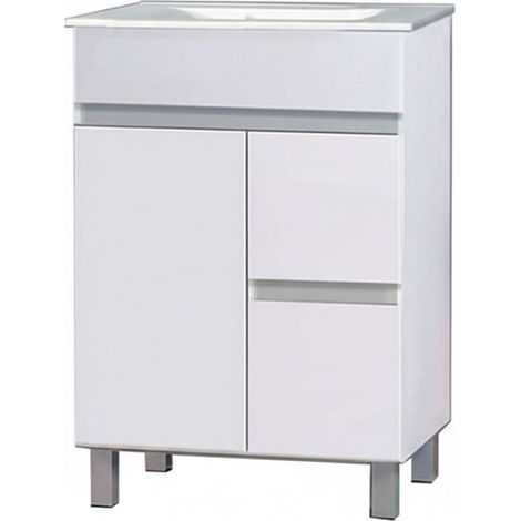 Kibath Mueble de baño con Lavabo URBAN 70x45 cm acabado Blanco brillo 2 cajones y 2 puertas