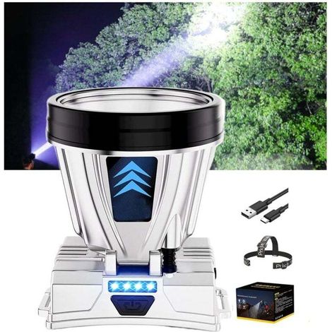 Lampe frontale LED rechargeable, autonomie 1200 mAh x 2, 40 LED avec 3 modes d'alimentation - Lumière blanche (1/4)