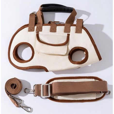 Borsa a tracolla per animali domestici, imbracatura regolabile per il trasporto di cani di piccola taglia, zaino portatile e traspirante per animali domestici con omaggio (1/5)