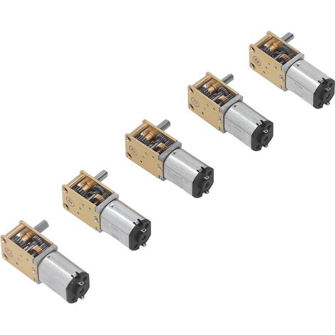 5 Stück DC 6V Getriebemotor, rechtwinkliger Schneckengetriebemotor, Einwellen-Kupferspulen-Drehzahlreduzierungsmotor (1/5)