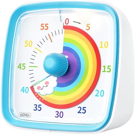 Temporizador visual con luz nocturna, temporizador de cuenta regresiva de arcoíris de 60 minutos para niños y adultos, herramienta de gestión del tiempo para el hogar, la escuela, la cocina y la ofici