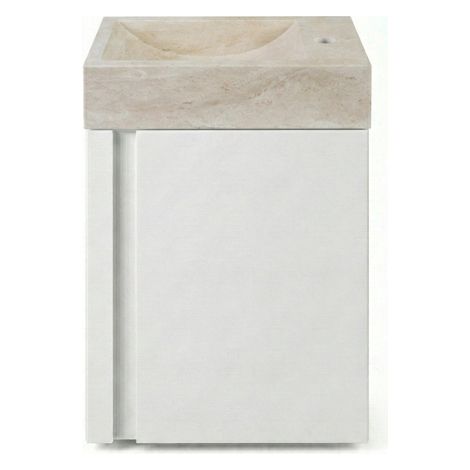 Saniclass Chaci Ensemble de lavabo - 40x65cm - 1 porte - 1 trou de robinet - droit - lavabo travertin - blanc mat
