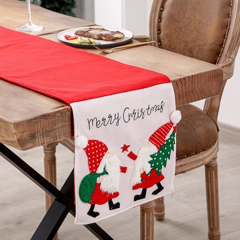 Nappe de Noël Brodée Père Noël, Set de Napperons Décoratifs pour Table d'Entrée et Table Basse, Décoration Festive (1/5)
