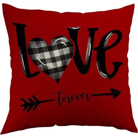 Taie D Oreiller - Motif Coeur - Lin - 45 x 45 cm - Pour Canapé Ou Lit - Décoration Festive Chambre Et Salon - 1 Pièce (1/5)