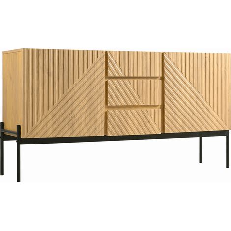 Aparador con 2 puertas y 3 cajones, patas metálicas, diseño de líneas, 140x40x75 cm HOMVRA (1/5)