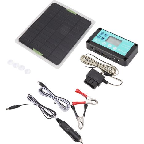 Panneau solaire monocristallin en silicium 5 W, contrôleur de charge MPPT 18 V 50 A, kit de contrôleur de panneau solaire à double port USB pour la charge en extérieur (1/5)