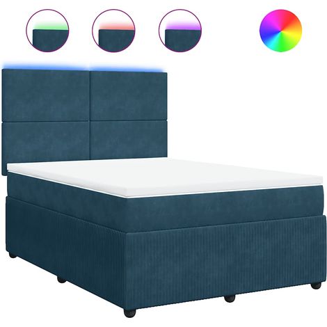 Maison Exclusive - Giroletto a Molle con Materasso Blu 140x200 cm in Velluto