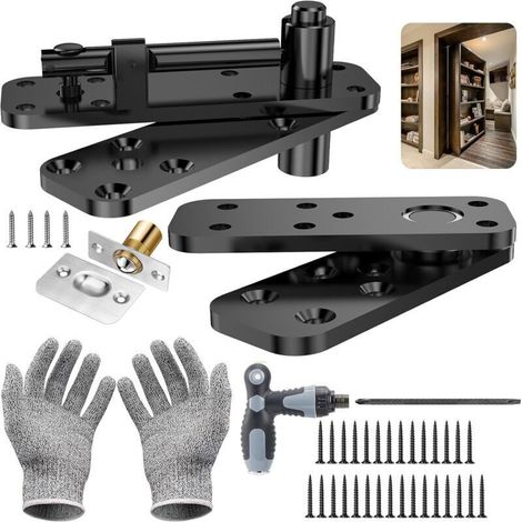 Charnière de porte pivotante cachée, 570 LB Heavy Duty, Murphy Door Kit 360 charnière de porte invisible pivotante, noir