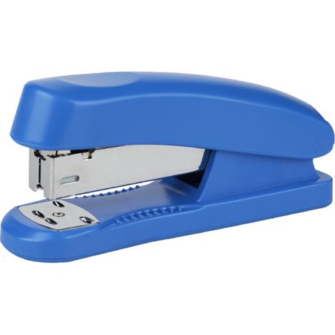 Agrafeuse de bureau ergonomique, fiable et sans effort, en métal, pour une utilisation 24h/24 et 6j/7 dans les écoles (bleue). (1/5)
