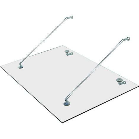 Auvent en verre, marquise de porte, verre trempé, acier inoxydable 304, verre clair, 150 x 90 cm