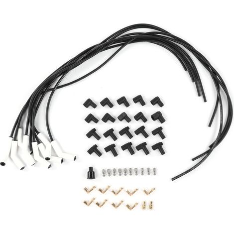 Cadeau de Juillet Câble de prise d'allumage, câble de bougie d'allumage noir en silicone fiable-acier inoxydable-céramique, pour SUV de voiture. (1/5)
