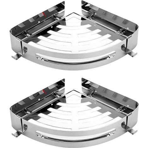 Lot de 2 supports de rangement trépied pour salle de bain, argentés (1/4)