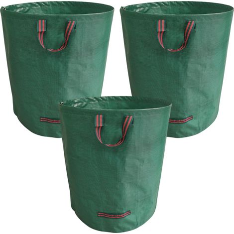 Lot de 3 sacs à déchets de jardin, 128 L, très résistants avec poignées, sacs de jardin réutilisables, sacs de recyclage pliables pour feuilles, ordures, débris, sacs poubelle de jardin (1/5)