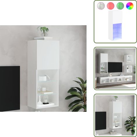 Meuble TV avec lumières LED blanc 40,5x30x102 cm - Meubles Tv - Meuble Tv - Support Tv - Meuble Hifi - Lumieres Led (1/5)