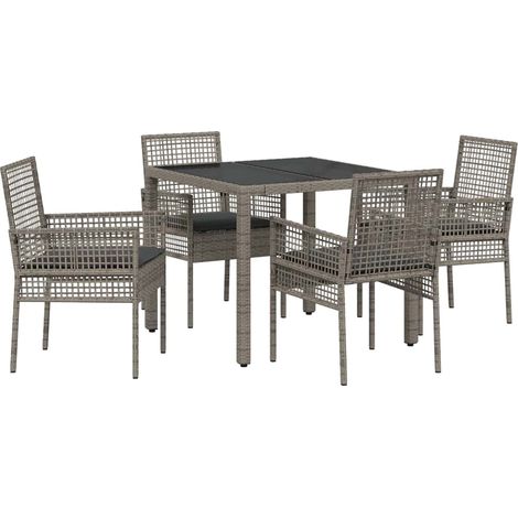 Maison Exclusive - Garten Essgruppe 5 pcs Grau Poly-Rattan