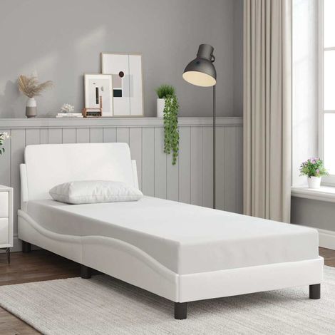 Cadre de lit Dover blanc 90x190 cm similicuir (1/5)